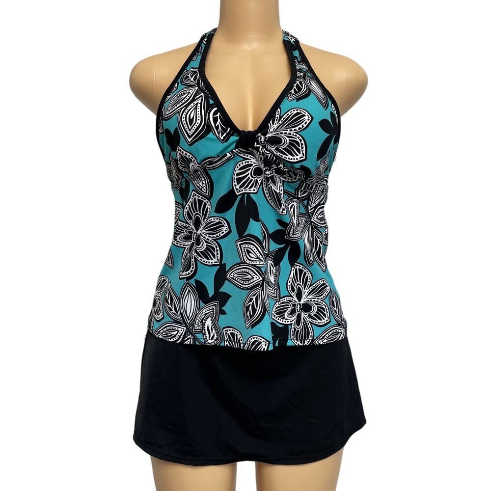 Jantzen Classics Women's Halter Tankini Top & Skirt Set Floral Print Size Medium - Picture 1 of 12